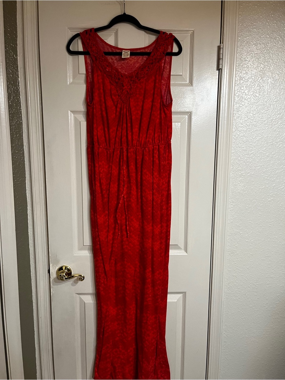 Faded Glory Red Crochet Yoke Maxi Dress